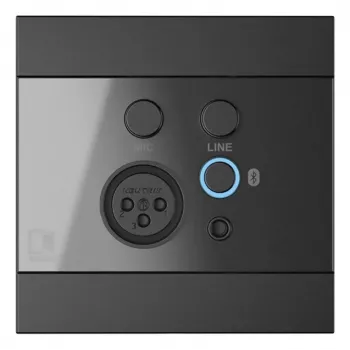 AUDAC WP225/B Panel de pared, micrófono XLR + conector hembra jack 3,5 mm, Bluetooth, negro