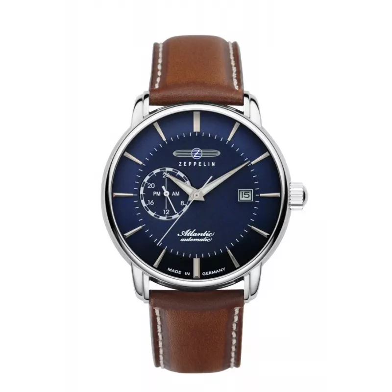 Reloj de pulsera Zeppelin 84703 Automatic, esfera azul, caja y brazalete de acero inoxidable