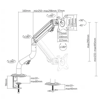 Gembird MA-DA1-02 brazo de sobremesa ajustable para pantallas (inclinable), 17
