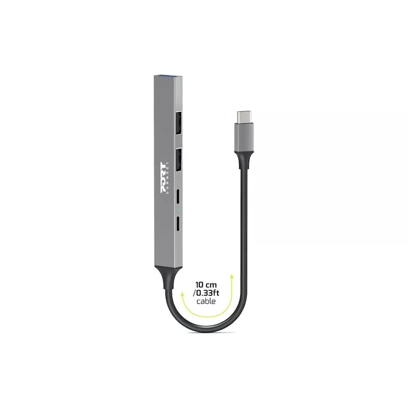 Hub USB Port Designs 900163 Type-C 5000 Mbit/s Plata
