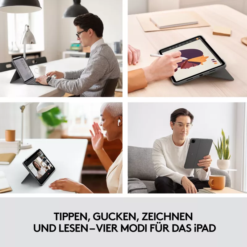 Funda con teclado Combo Touch US iPad Pro 11 1,2,3 Gen gris
