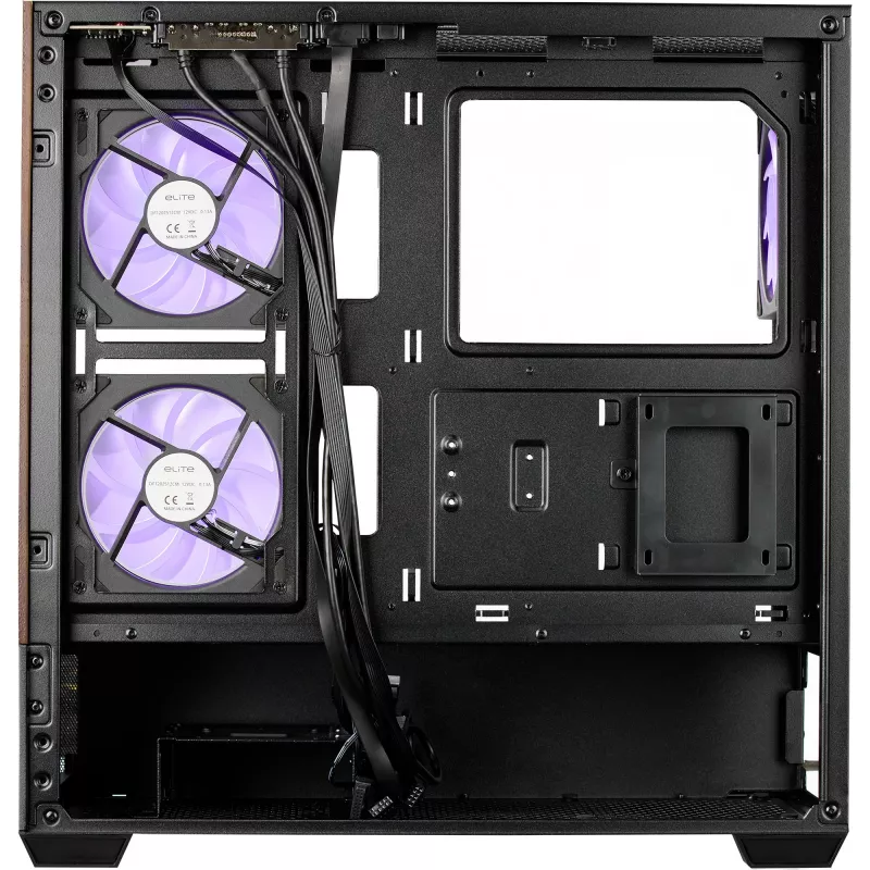 Cooler Master Elite 690 caja de PC, semitorre, ATX, cristal templado - 4 ventiladores ARGB, madera, negro