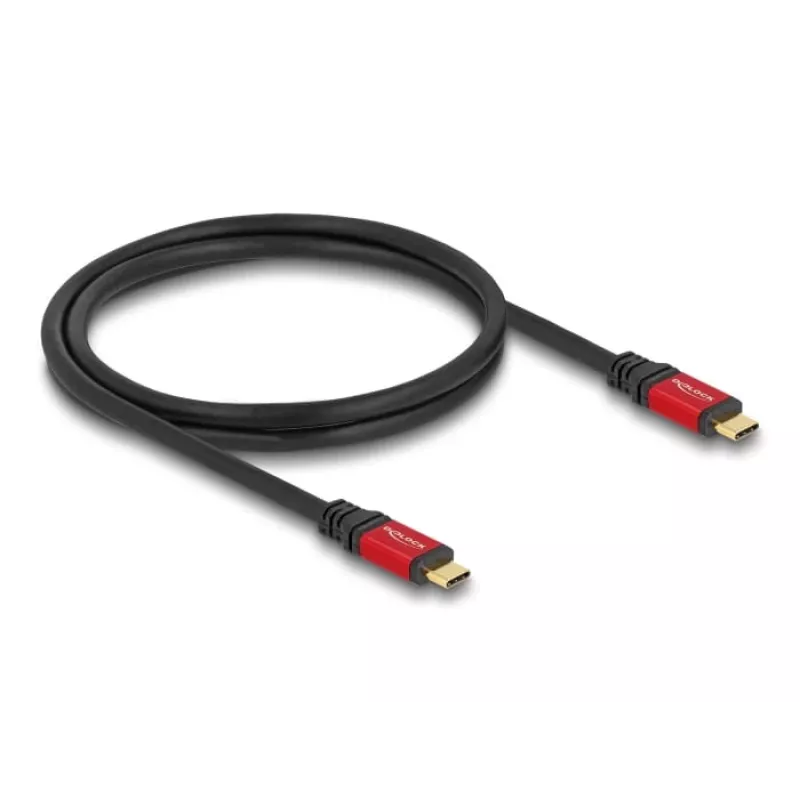 DeLOCK Cable USB Type-C macho a macho 10 Gbps PD 3.0 100 W 1 m rojo metal