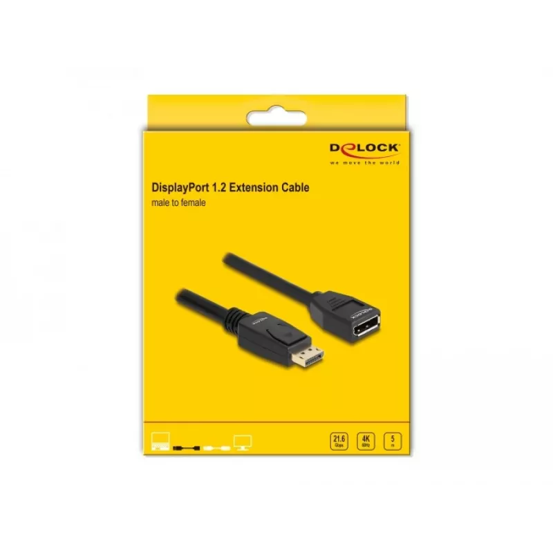 Cable de extensión DisplayPort 1.2 DeLOCK 4K 60 Hz 5 m
