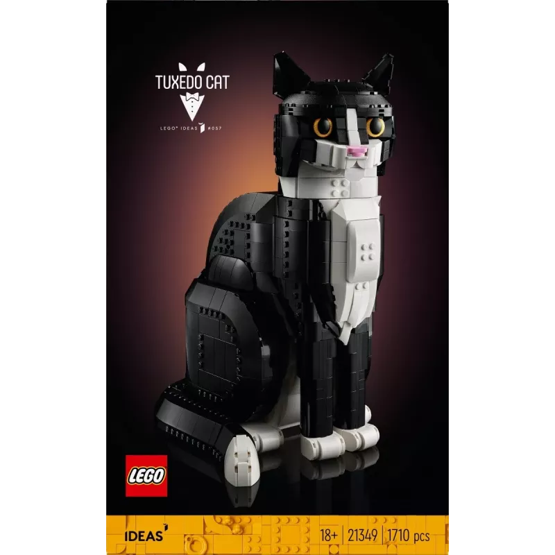 Set LEGO Ideas 21349 Tuxedo Cat set de construcción — modelo de ladrillos coleccionable, pieza de exposición