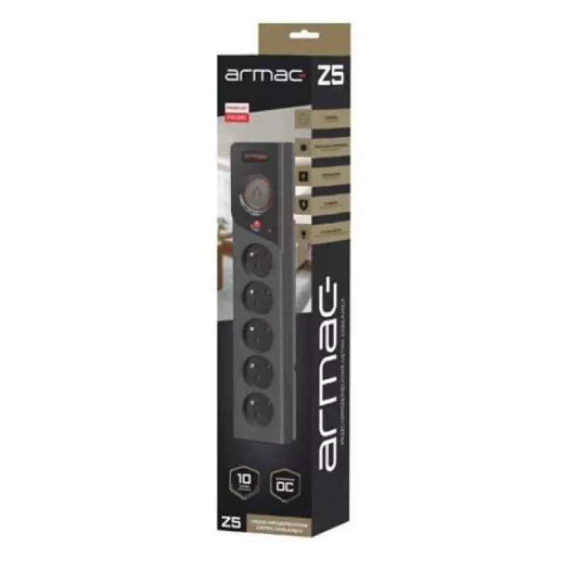Regleta de enchufes Armac Z5 negra 5 tomas AC 250 V 5 m