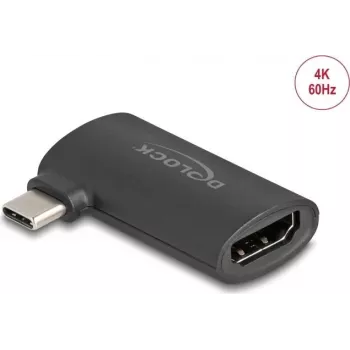 Adaptador DELOCK USB Type-C (conector macho) a HDMI (conector hembra) DP Alt Mode 4K en ángulo