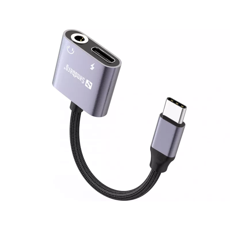 Adaptador de audio USB-C SANDBERG PD65W 136-67 con USB-C PD passthrough