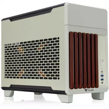 Caja mini THERMALTAKE TR100 WS Verde Matcha, diseño compacto, compatibilidad con mini-ITX/microATX