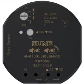 JUNG FM J 50700 UP - Actuador de persiana/toldo - Montaje en carril DIN - 868 MHz - 100 m - Negro - 1000 W