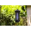 Lámpara eléctrica matainsectos NOVEEN IKN18 IPX4 — tubo UVA de 18 W, cobertura de 100 m², 1700–1800 V, interior/exterior, colgable, metal, negra