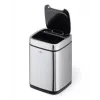 Papelera Durable NO TOUCH 6L rectangular acero inoxidable plateado negro