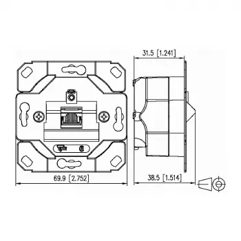 Metz Connect E-DAT C6A Toma de datos empotrable de 2 puertos, 130C381200-I