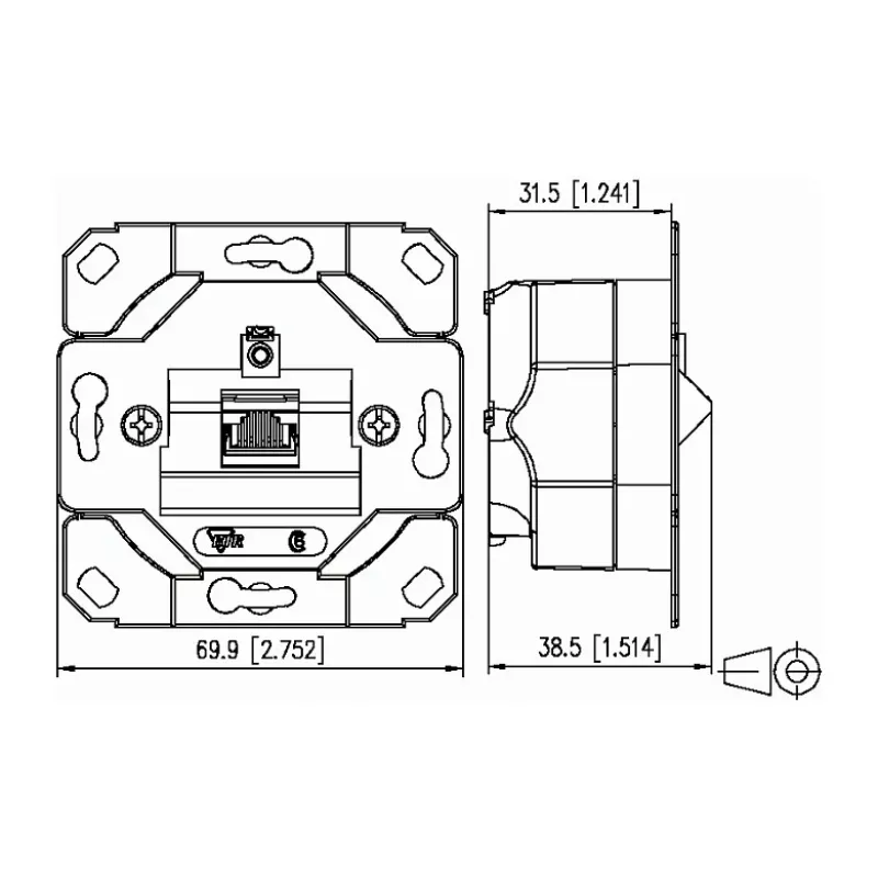 Metz Connect E-DAT C6A Toma de datos empotrable de 2 puertos, 130C381200-I