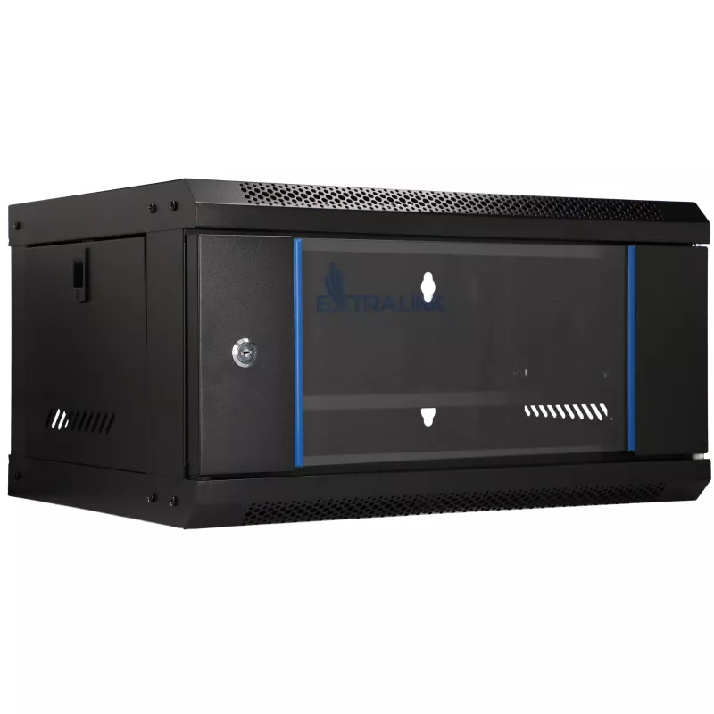 EXTRALINK LITE 4U 530X400 armario rack de pared negro con bandeja