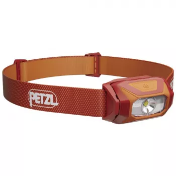 Linterna frontal Petzl TIKKINA 300 lm roja — luz compacta manos libres, haz ajustable, a pilas