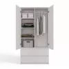 Top E Shop SZAFA MALWA B armario de dormitorio, 5 estantes, 2 puertas, blanco