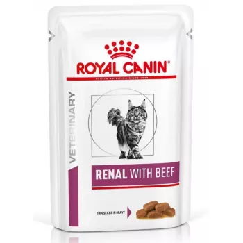 ROYAL CANIN Vet Renal Feline with Beef alimento húmedo para gatos trocitos en salsa pollo, cerdo, ternera 12x85 g