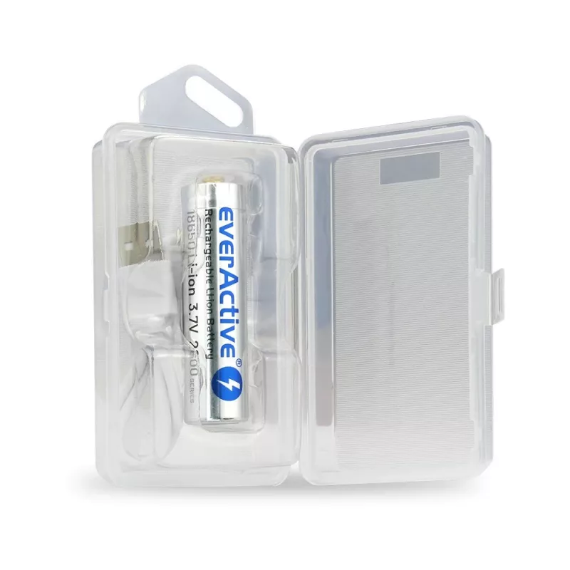 Batería everActive 18650 3.7V Li-ion 2600mAh micro USB con protección BOX