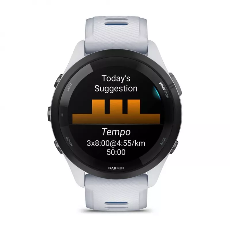 Smartwatch GARMIN Forerunner 265 — 46 mm carcasa de GFRP, AMOLED 1,3 inch, GPS/GLONASS/Galileo, 15 días de autonomía, 5 ATM, correa de silicona