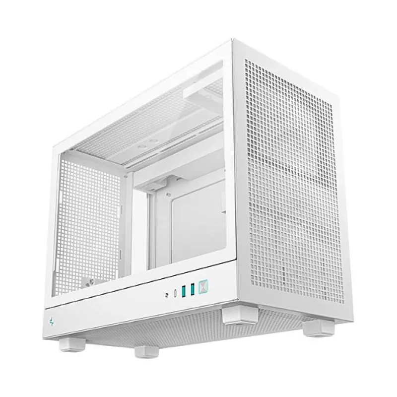 Caja de ordenador DeepCool CH160 PLUS WH Small Form Factor blanca, microATX, cristal templado, USB-C