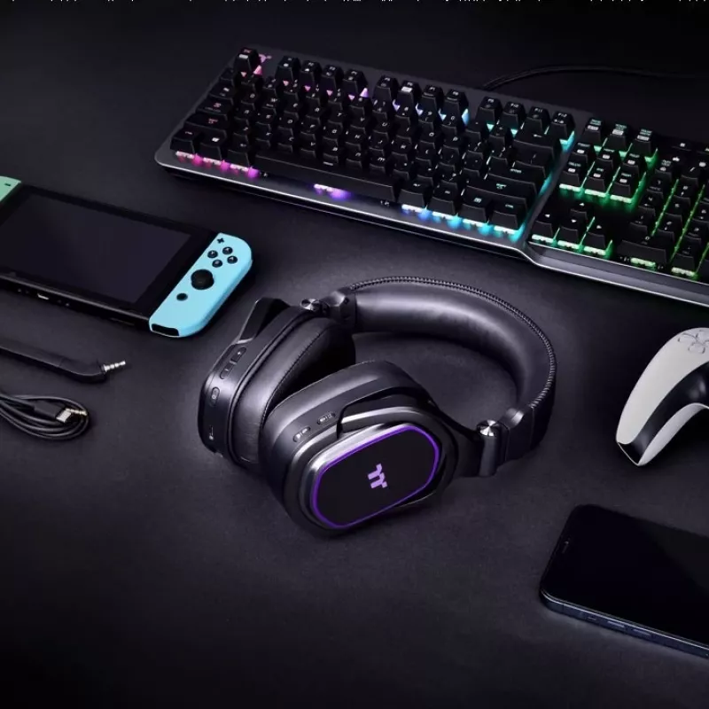 Thermaltake ARGENT H5 RGB, inalámbricos, gaming, 20 - 40000 Hz, 412 g, auriculares, negro