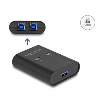 Conmutador USB DeLOCK 2 PC a 1 dispositivo 5 Gbps negro