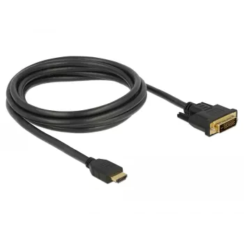DeLOCK - cable de vídeo - HDMI / DVI - DVI-D (M) a HDMI (M) - 2,0 m - triple aislamiento - negro - tornillos moleteados (85654)