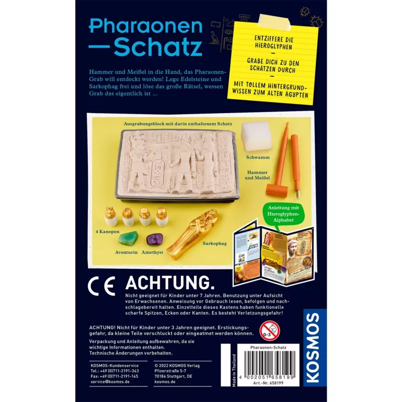 Tesoro de los faraones, kit de experimentos