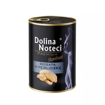 Comida húmeda para gatos Dolina Noteci Premium Sterilised — pintada, 400 g lata, alimento completo para animales adultos