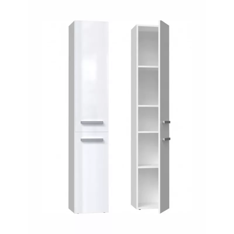 Armario de baño top e shop NEL II BIEL POŁ — de pie, 5 baldas, 310×300×1740 mm, blanco