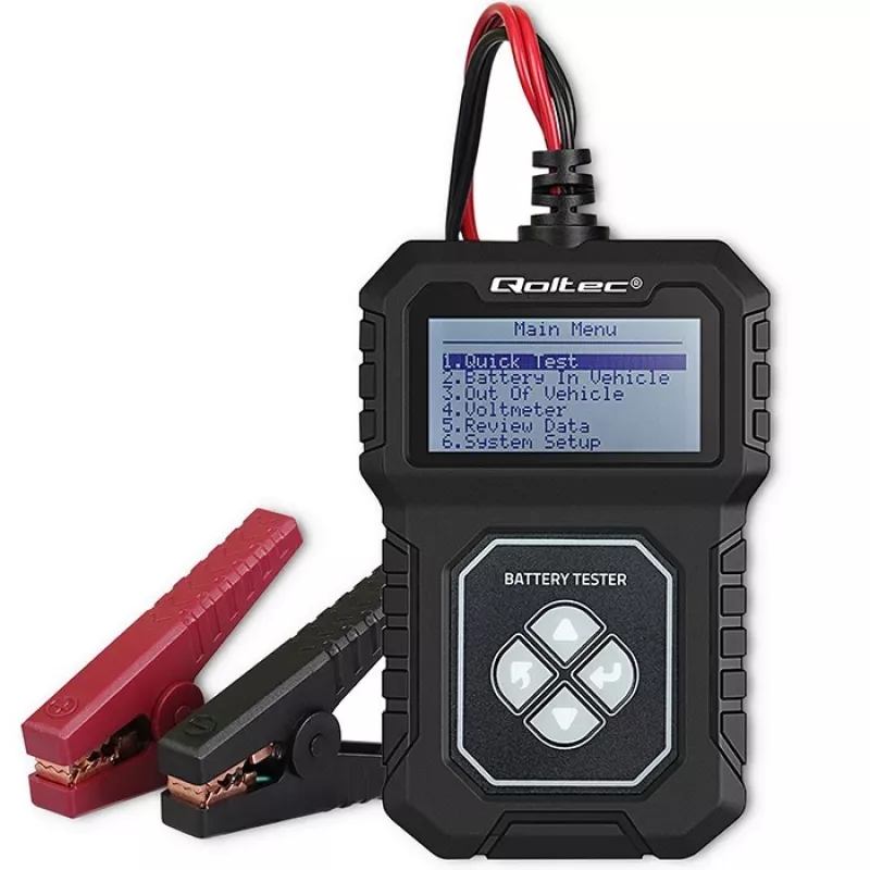 Probador de batería digital Qoltec con LCD | Menú en polaco | 12V | AGM | GEL | STD | 30-220AH