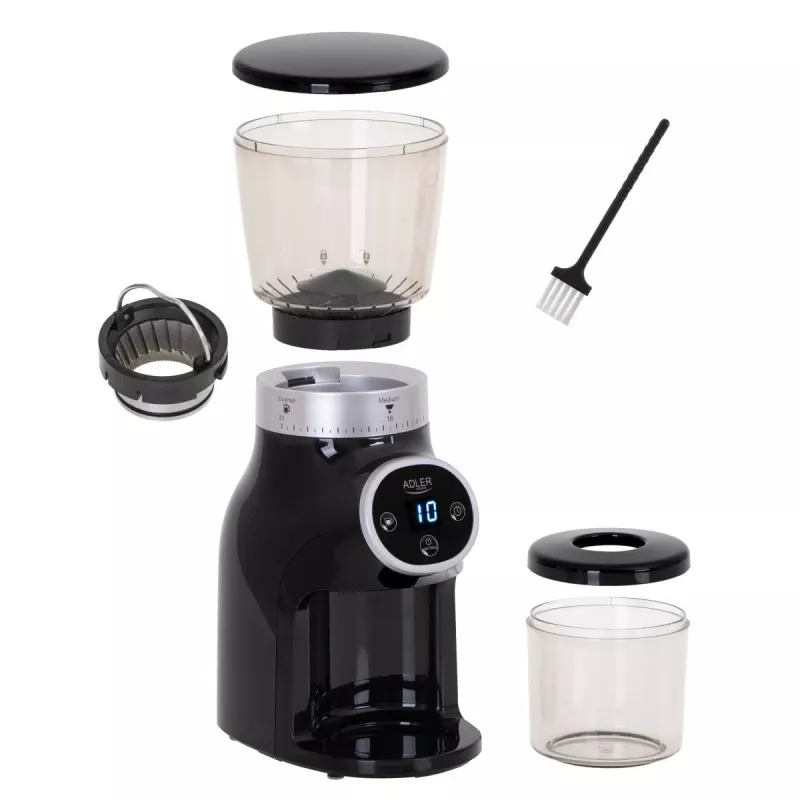 Molino de café profesional, muelas de acero, 31 ajustes de molienda, Café 90g/m, Adler, AD4450, 300, negro