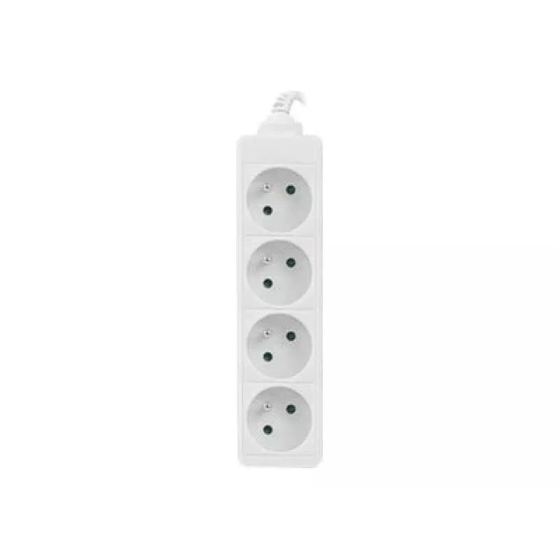 Regleta de enchufes 1,5 m, blanca, 4 enchufes, cable de cobre macizo