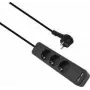Regleta de enchufes helos ADVANCED 3 tomas con cargador USB, negra, 1,5 m cable
