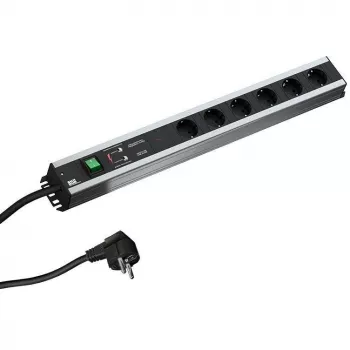 Unidad de distribución de corriente Bachmann 300.012, PDU Basic, 6 salidas AC, 2HE, cable de 2 m, negro/gris