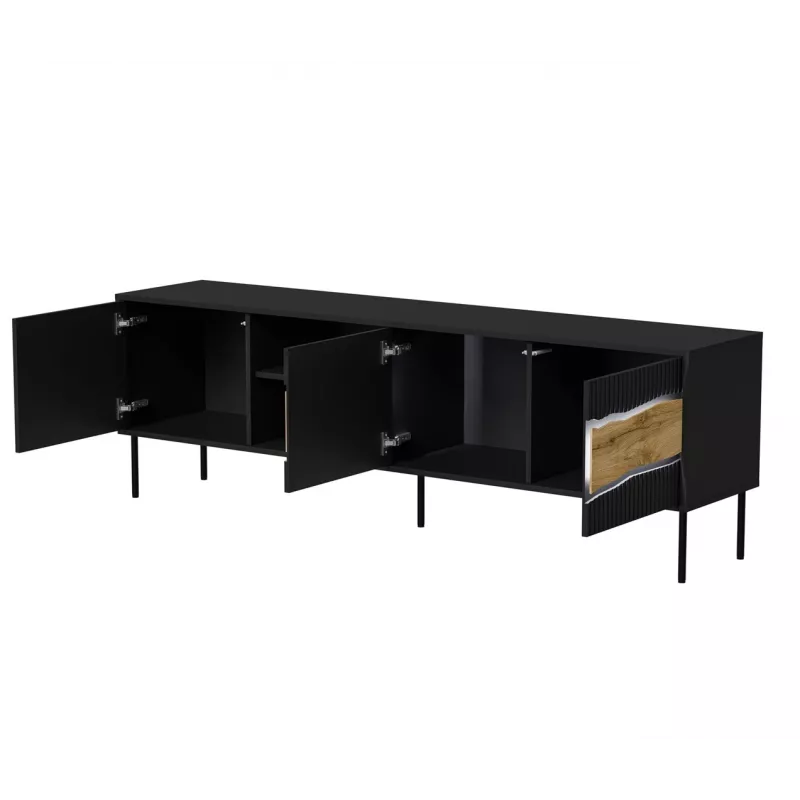 Mueble TV cama meble INSERTO 3D1W 190x40x62 cm negro con LED