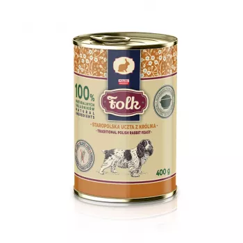 FOLK Tradicional festín de conejo polaco - Comida húmeda para perros - 400 g