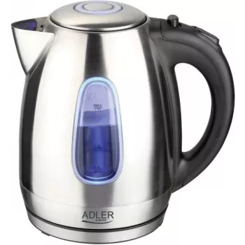 Hervidor eléctrico Adler AD1223 — 1,7 l, 2000 W, acero inoxidable con detalles negros