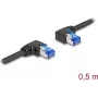 Cable de red DeLOCK RJ45 Cat.6A S/FTP, en ángulo derecha/izquierda, 0,5 m, negro