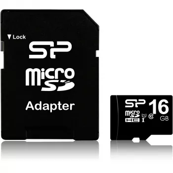 Tarjeta de memoria MicroSDHC Silicon Power 16GB Class 10 UHS-I U1 40 MB/s, sumergible, negra