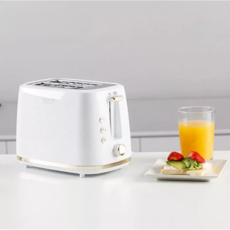 Tostadora Taurus TO800P 2 rebanadas 800 W blanca con control por botones y mando giratorio