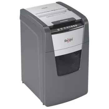 Destructora de papel Rexel Optimum AutoFeed+ 130X corte cruzado 55 dB 22 cm negra, plateada