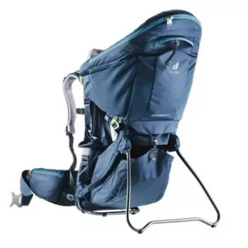Mochila portabebés Deuter Kid Comfort Pro, azul, poliamida, máx. 22 kg, protección solar, bolsillo lateral