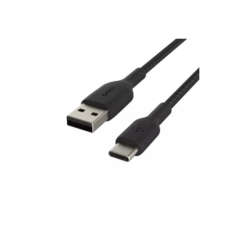 Cable trenzado USB-C USB-A 2 m negro