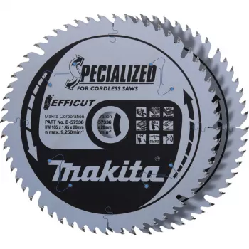 Makita Efficut B-57336-2 disco para sierra circular, 165 x 20 mm, 56 dientes, 2 uds.