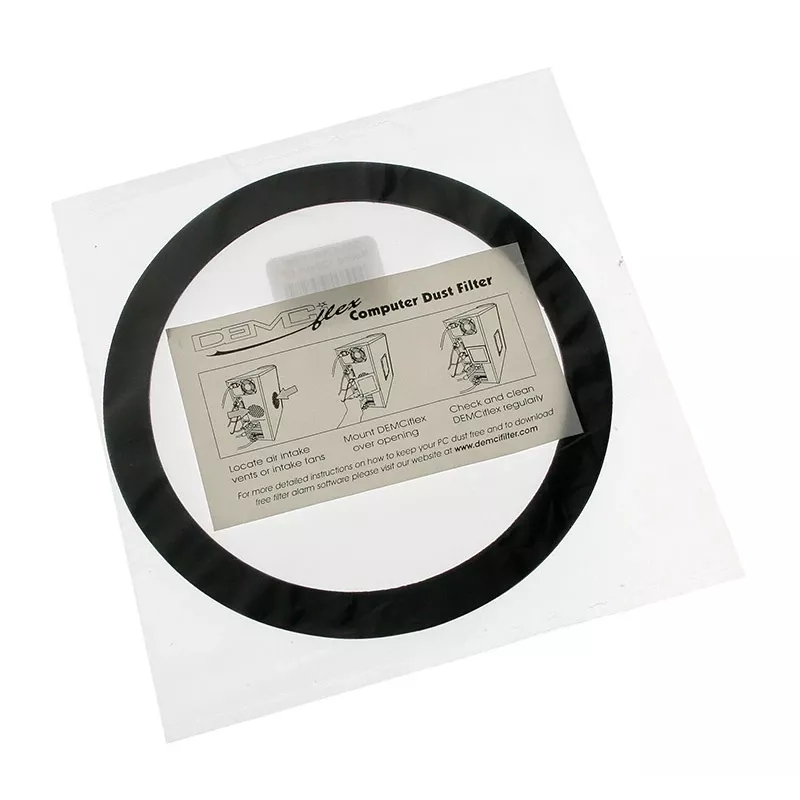 Filtro antipolvo DEMCiflex 120 mm redondo, negro/blanco para ventiladores de caja y aberturas de ventilación