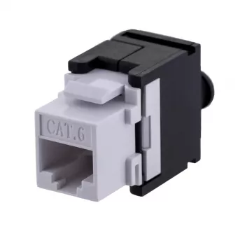 Módulo keystone A-LAN MKB-U6-1 — RJ45 U/UTP Cat6, 22/26 AWG, carcasa de ABS negra/blanca