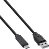 InLine cable USB 2.0 USB-C a A, negro, 1 m, pack a granel de 130 uds (B-35731)