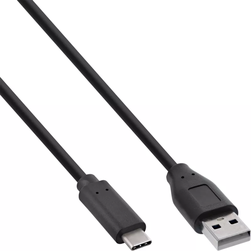 InLine cable USB 2.0 USB-C a A, negro, 1 m, pack a granel de 130 uds (B-35731)